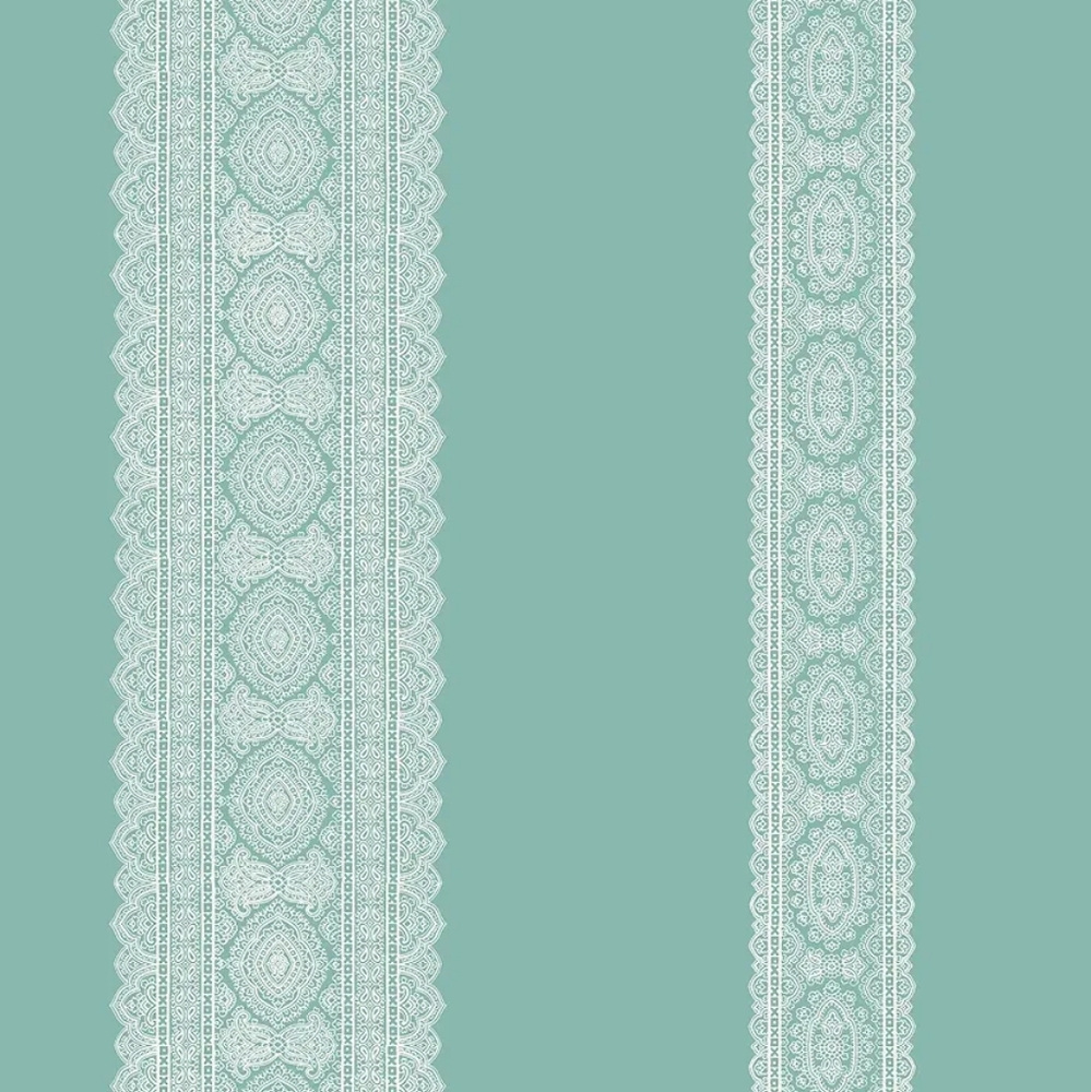 Wallpaper Brynn Teal Lace Stripe